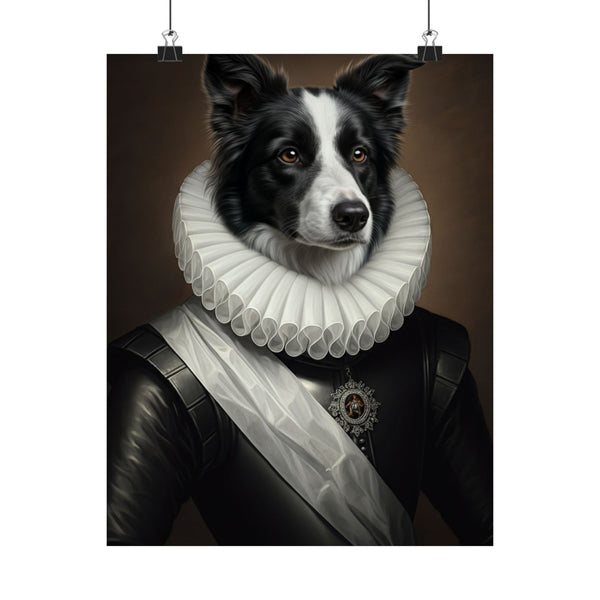 Border Collie Renaissance Royal Portrait Matte Poster, Regal Dog Art Print, Border Collie Lover Gift, Wall Art
