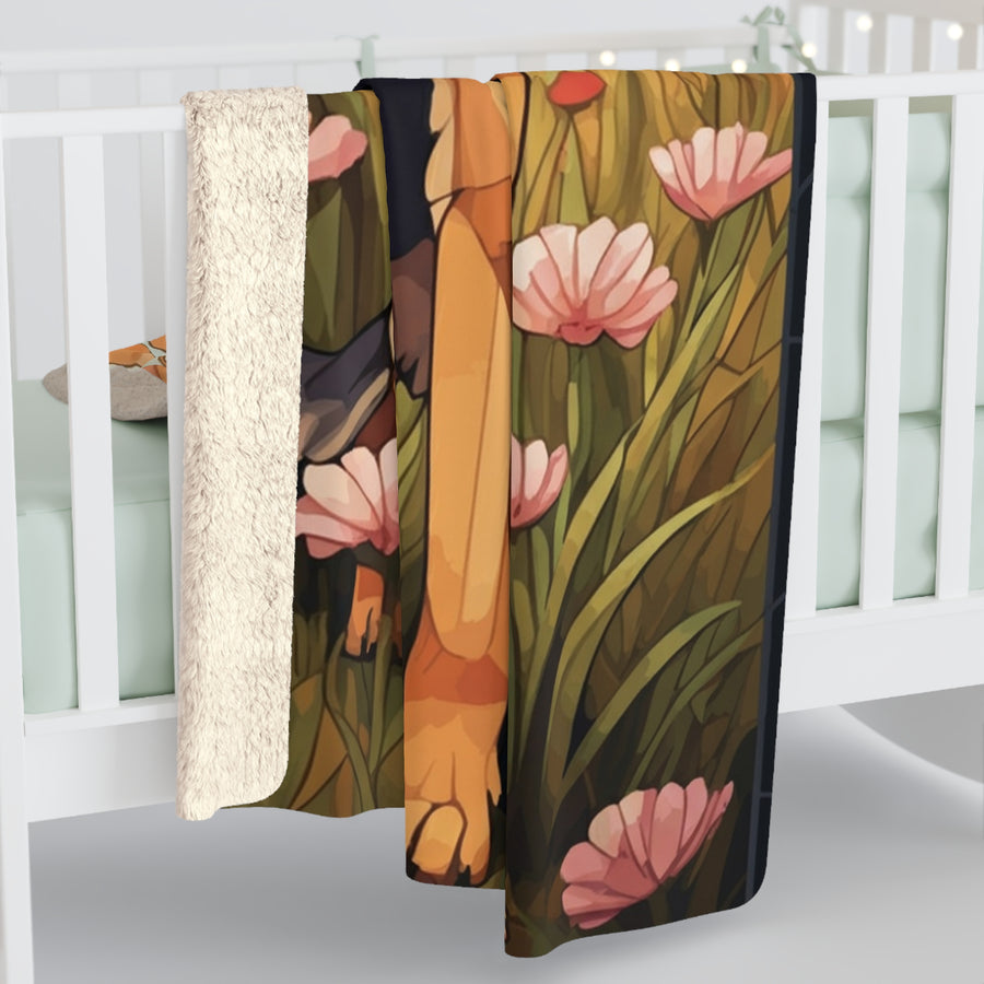 German Shepherd Low Poly Prairie Sherpa Fleece Blanket | Dog Lover Gift