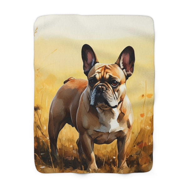 French Bulldog Watercolor Meadow Golden Throw Blanket | Premium Dog Prints | Tritan