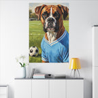 Boxer Dog Oil Painting Soccer Portrait Canvas Wall Art Decor Gift for Dog Lover