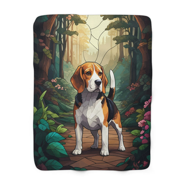 Beagle Low Poly Forest Sherpa Fleece Blanket | Dog Lover Gift