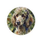 Poodle Watercolor Drink Coaster by Tritan — front studio view