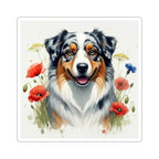 Australian Shepherd Watercolor Wildflower Field Kiss-Cut Stickers | Premium Dog Prints | Tritan — view 3 of 12