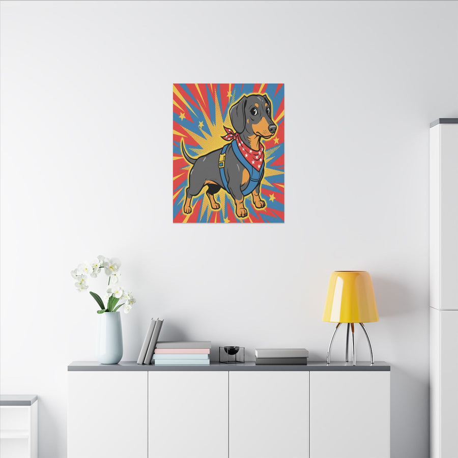 Dachshund Comic Book Art Canvas Print | Retro Pop Art Doxie Wall Decor