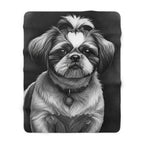 Shih Tzu Charcoal Portrait Sherpa Fleece Blanket | Dog Lover Gift — secondary view