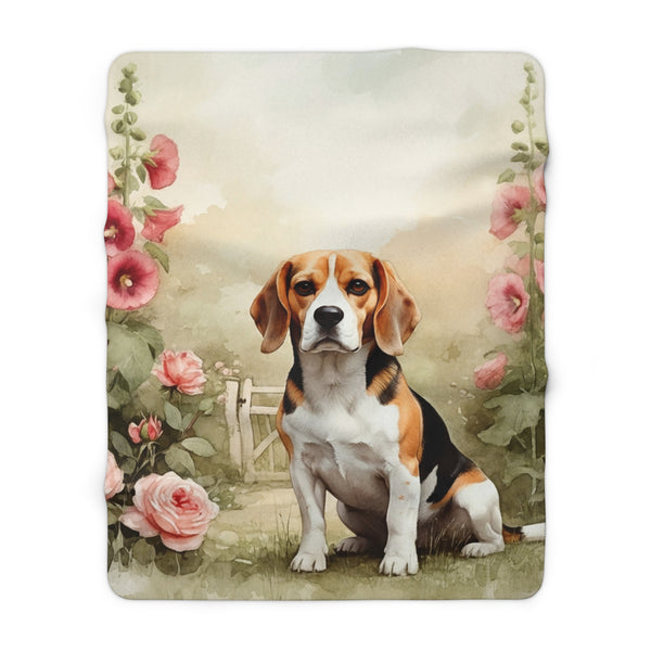 Beagle Watercolor Cottage Garden Throw Blanket | Premium Dog Prints | Tritan