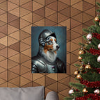 Australian Shepherd Medieval Knight Portrait Matte Poster, Regal Dog Art Print, Australian Shepherd Lover Gift, Wall Art