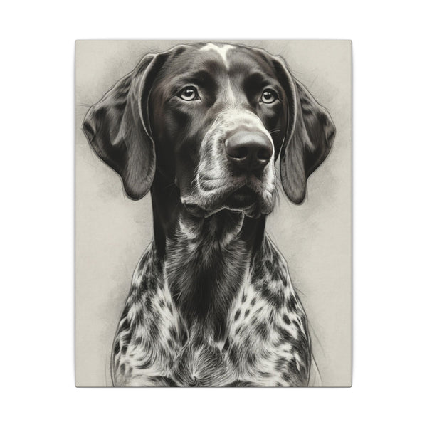 German Shorthaired Pointer Charcoal Portrait Canvas Print | GSP Dog Wall Art Gift