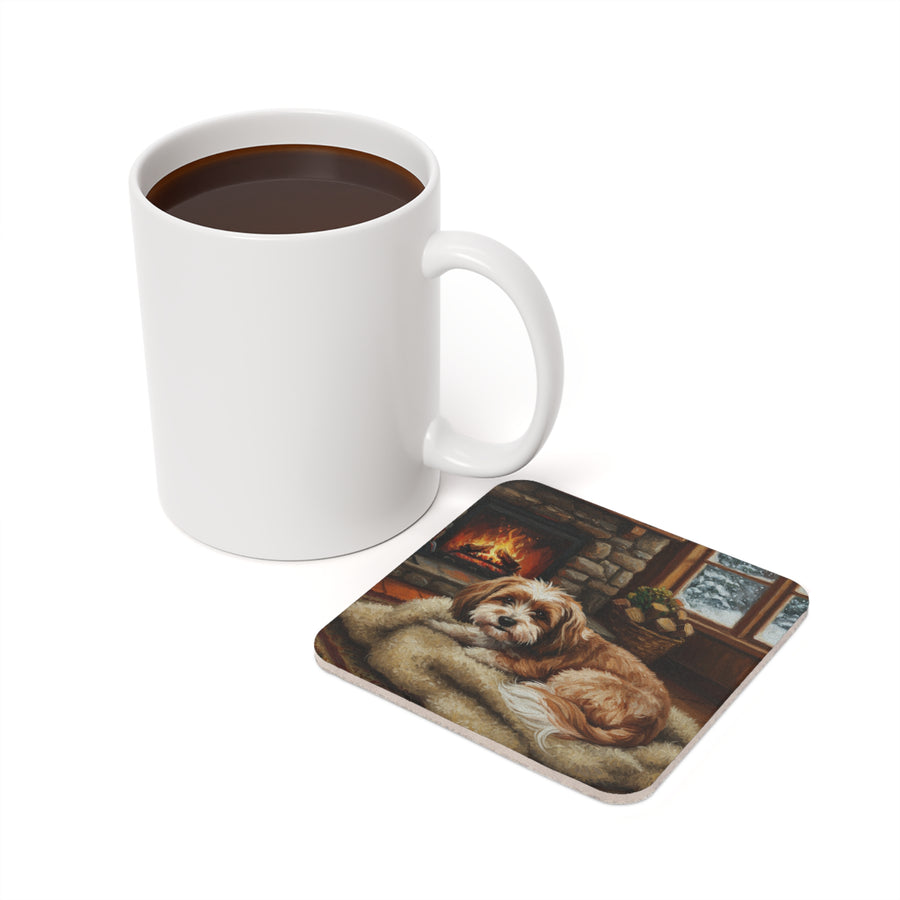 Acrylic Havanese - Winter Hearth | Cork Back Coaster