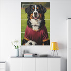 Bernese Mountain Dog Oil Painting Soccer Portrait Canvas Art | Berner Dog Gift | Pet Loss Memorial Wall Art Decor
