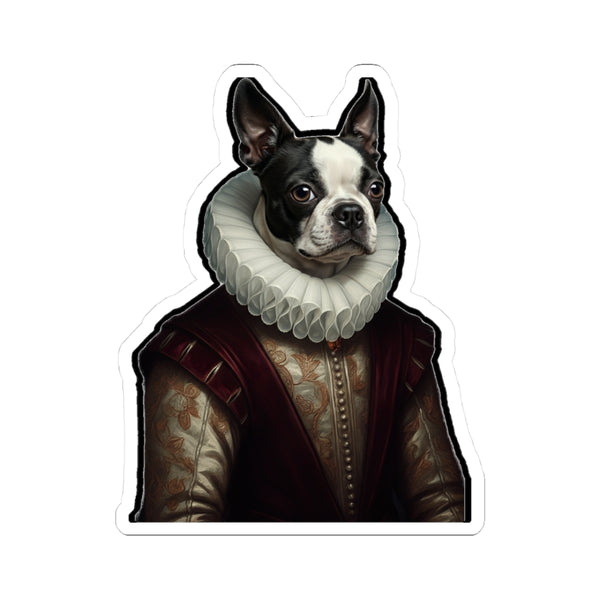 Boston Terrier Renaissance Royal Portrait Sticker, Dog Portrait Vinyl Decal, Kiss-Cut Sticker, Boston Terrier Lover Gift