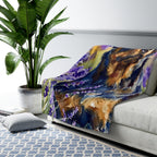 Rottweiler Watercolor Lavender Fields Throw Blanket | Premium Dog Art | Tritan