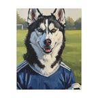 Siberian Husky Oil Painting Soccer Portrait Canvas Art | Dog Wall Decor | Pet Lover Gift for Sports Fans
