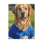 Golden Retriever Oil Painting Soccer Portrait Canvas Wall Art - Dog Lover Gift, Pet Decor for Home, Premium Stretched Canvas Print