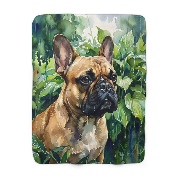 French Bulldog Watercolor Rain Garden Throw Blanket | Premium Dog Art | Tritan