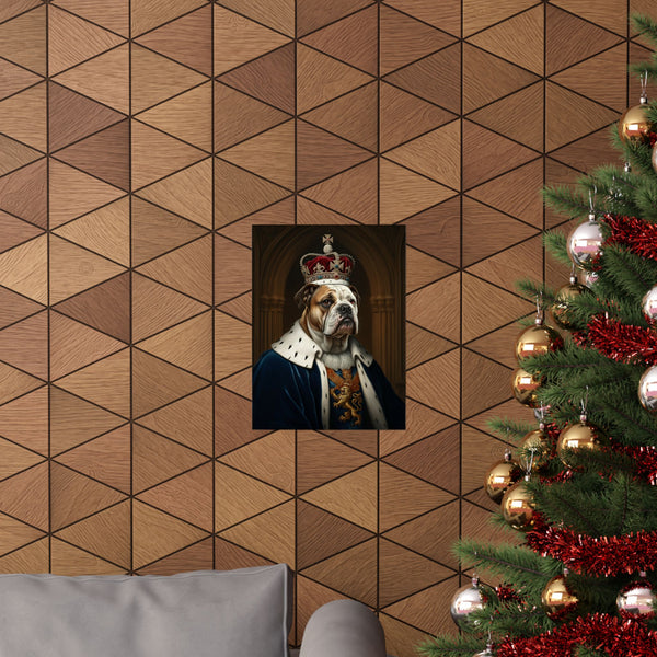 English Bulldog Kings & Queens Royal Portrait Matte Poster, Regal Dog Art Print, English Bulldog Lover Gift, Wall Art — Lifestyle View
