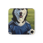 Siberian Husky Coaster Oil Painting Soccer Portrait | Dog Art Gift | Husky Decor for Dog Lovers