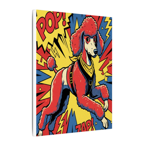 Standard Poodle Pop Art Canvas, Energetic Comic Book Style Print, Retro Halftone Dog Artwork for Modern Decor