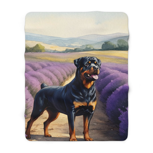 Rottweiler Watercolor Lavender Fields Throw Blanket | Premium Dog Prints | Tritan