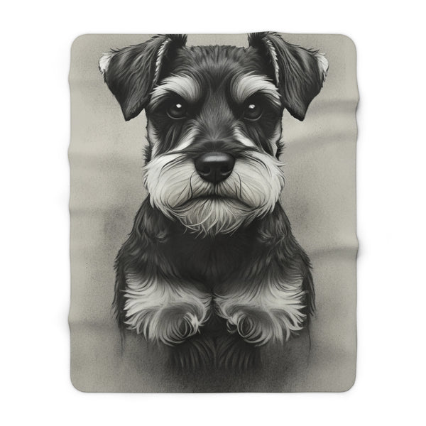 Miniature Schnauzer Charcoal Portrait Sherpa Fleece Blanket | Dog Lover Gift