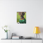 German Shorthaired Pointer Oil Painting Soccer Portrait Wall Art, GSP Dog Lover Gift, Canine Decor, Fetching Football Fan Canvas