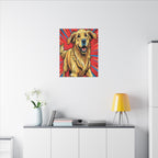 Golden Retriever Comic Pop Art Canvas - Dynamic Dog Print with Retro Halftone Style