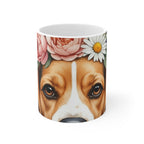 Beagle Watercolor Floral Crown Gift Set — Mug + Coaster + Sticker | Tritan