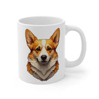 Corgi Stained Glass Monochrome Gold Ceramic Mug 11oz | Dog Lover Gift