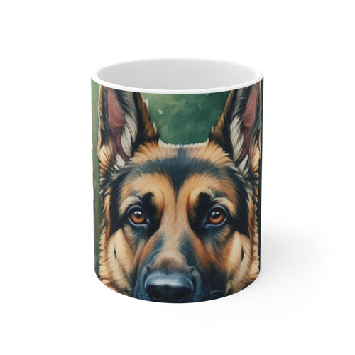 German Shepherd Watercolor Garden Peek Coffee Mug | Premium Dog Prints | Tritan