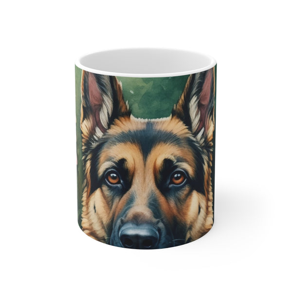 German Shepherd Watercolor Garden Peek Coffee Mug | Premium Dog Prints | Tritan