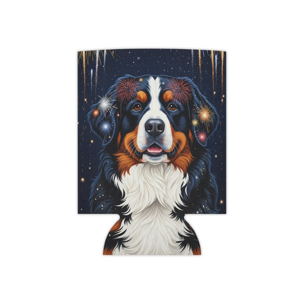 Bernese Mountain Dog Can Cooler, America 250 Patriotic Dog Pattern, Dog Lover Gift, Summer Party Accessory