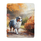 Australian Shepherd Watercolor Autumn Path Throw Blanket | Premium Dog Prints | Tritan — secondary view