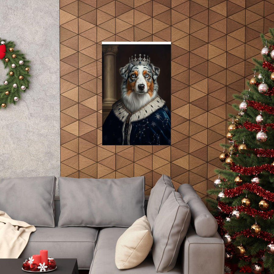 Australian Shepherd Kings & Queens Royal Portrait Matte Poster, Regal Dog Art Print, Australian Shepherd Lover Gift, Wall Art