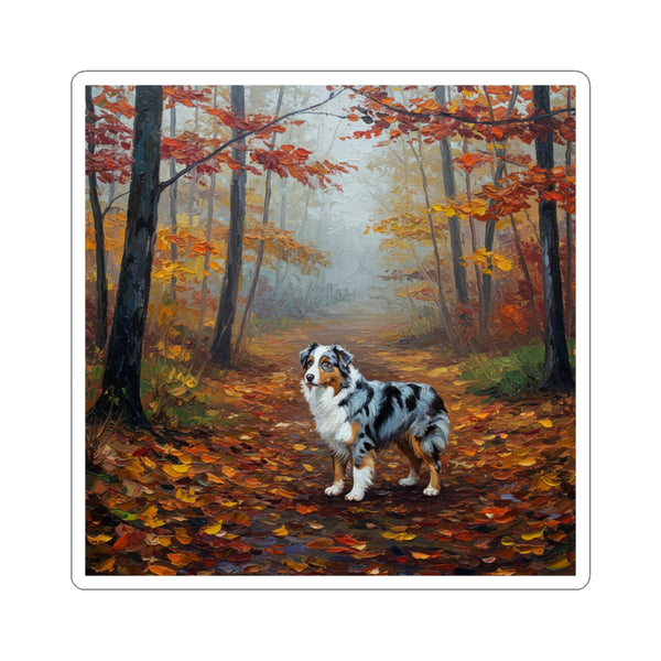 Acrylic Australian Shepherd - Autumn Woods | Kiss-Cut Stickers