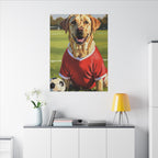 Labrador Retriever Oil Painting Soccer Portrait Canvas, Lab Dog Wall Art Decor, Sports Fan Gift for Home, Pet Art