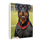Rottweiler Oil Painting Soccer Portrait Canvas Wall Art Decor | Rottie Dog Lover Gift | Premium Pet Portrait Print