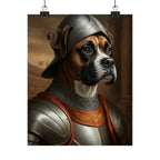 Boxer Medieval Knight Portrait Matte Poster, Regal Dog Art Print, Boxer Lover Gift, Wall Art