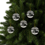 Pack of 5 Bernese Mountain Dog memorial ornaments on a Christmas tree