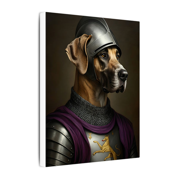 Great Dane Medieval Knight Portrait Canvas Wall Art, Regal Dog Painting, Great Dane Lover Gift, Stretched Canvas