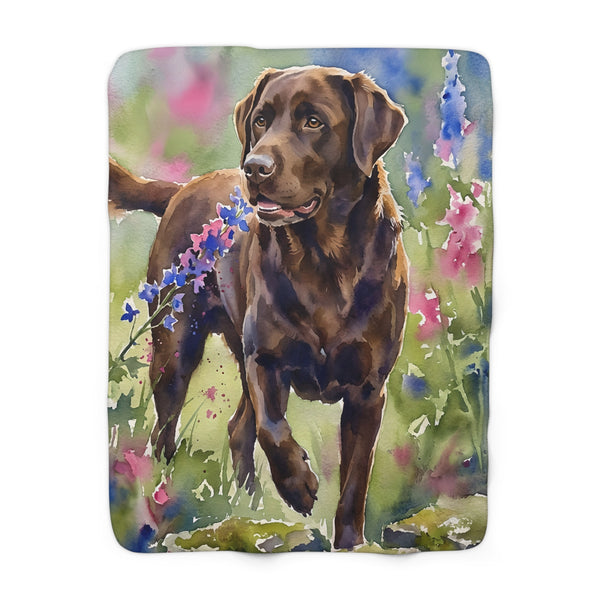 Labrador Retriever Watercolor Cottage Garden Throw Blanket | Premium Dog Art | Tritan