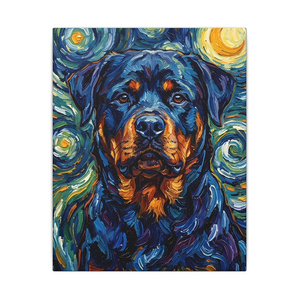 Rottweiler Post-Impressionist Oil Painting Canvas Wall Art Decor | Rottie Dog Lover Gift | Premium Pet Portrait Print