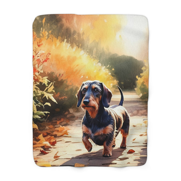 Dachshund Watercolor Autumn Path Throw Blanket | Premium Dog Prints | Tritan