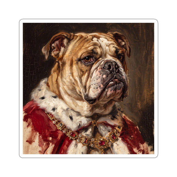 English Bulldog Kings & Queens Royal Portrait Sticker, Dog Portrait Vinyl Decal, Kiss-Cut Sticker, English Bulldog Lover Gift