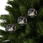 Pack of 3 Pug Christmas ornaments on a Christmas tree