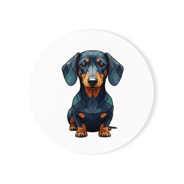 Dachshund Low Poly Cool Jewel Cork Back Coaster | Dog Lover Gift