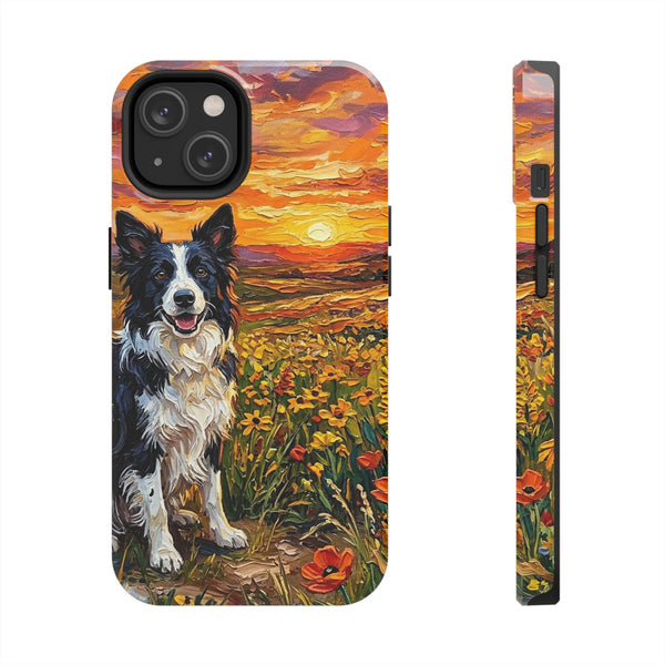 Border Collie Acrylic Gallery Print Sunset Prairie Tough Phone Case | Dog Lover Gift — primary view