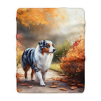 Australian Shepherd Watercolor Autumn Path Throw Blanket | Premium Dog Prints | Tritan — view 3 of 9