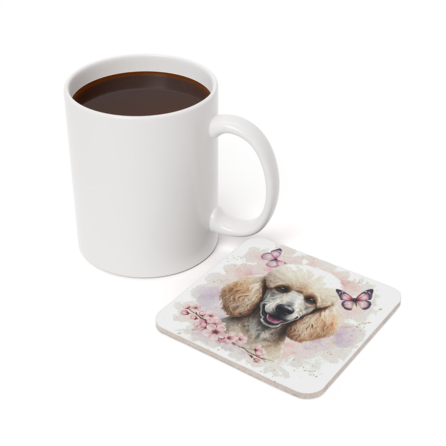Poodle Watercolor Butterfly Bloom Drink Coaster | Premium Dog Prints | Tritan