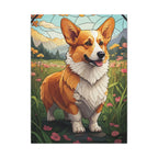 Corgi Stained Glass Canvas Wall Art | Vibrant Dog Lover Gift | Pet Portrait Home Decor | Modern Welsh Corgi Print
