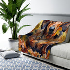 Dachshund Watercolor Autumn Path Throw Blanket | Premium Dog Art | Tritan